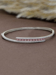 925 Silver Modern Bangle with Gemstones – Rajasi Silver | Pink, Blue & White Crystal