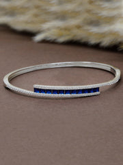 925 Silver Modern Bangle with Gemstones – Rajasi Silver | Pink, Blue & White Crystal