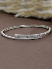 925 Silver Modern Bangle with Gemstones – Rajasi Silver | Pink, Blue & White Crystal