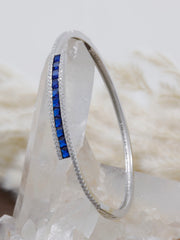925 Silver Modern Bangle with Gemstones – Rajasi Silver | Pink, Blue & White Crystal
