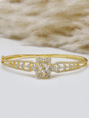 18k gold plated floral white emerald stone bracelet in 925 silver