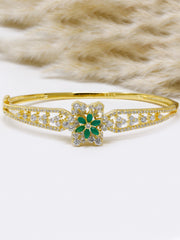 18k gold plated floral white emerald stone bracelet in 925 silver