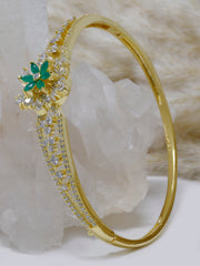 18k gold plated floral white emerald stone bracelet in 925 silver