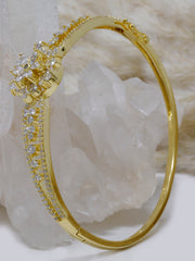 18k gold plated floral white emerald stone bracelet in 925 silver