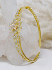18k gold plated floral white emerald stone bracelet in 925 silver