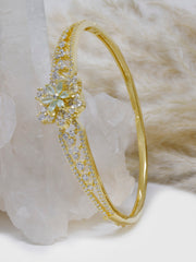 18k gold plated floral white emerald stone bracelet in 925 silver