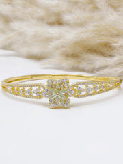 18k gold plated floral white emerald stone bracelet in 925 silver