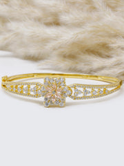 18k gold plated floral white emerald stone bracelet in 925 silver