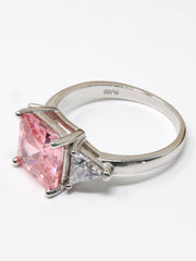 Pink Princess-Cut Stone Ring
