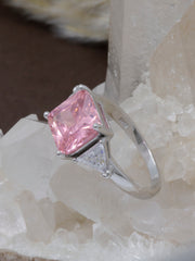 Pink Princess-Cut Stone Ring