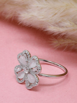925 Sterling Silver Four-Leaf Clover Ring – Lucky Floral Statement Ring