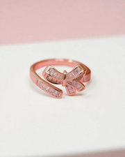 925 Sterling Silver Bow Ring – Adjustable CZ Ring for Women