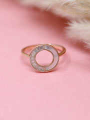 925 Sterling Silver Gold Plated Circle Ring | Minimalist Baguette CZ Designer Ring