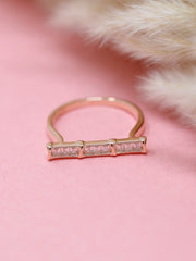 925 Sterling Silver Baguette CZ Band Ring | Minimalist Rose Gold Plated Stackable Ring