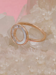 925 Sterling Silver Gold Plated Circle Ring | Minimalist Baguette CZ Designer Ring