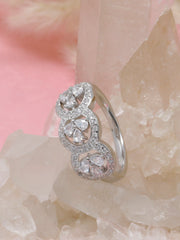 Elegant 925 Sterling Silver Cluster Ring with Sparkling Cubic Zirconia Stones