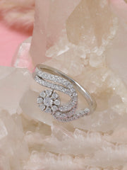 925 Sterling Silver Leaf Vine Ring – Elegant Marquise CZ Adjustable Ring for Women