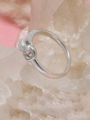 925 Sterling Silver Knot Ring – Elegant Pave Crystal Promise Band