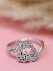 925 Sterling Silver Leaf Vine Ring – Elegant Marquise CZ Adjustable Ring for Women