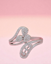 925 Sterling Silver Triple Teardrop CZ Ring – Elegant Adjustable Swirl Design for Women