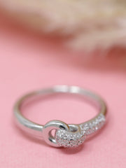 925 Sterling Silver Knot Ring – Elegant Pave Crystal Promise Band