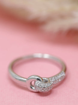 925 Sterling Silver Knot Ring – Elegant Pave Crystal Promise Band
