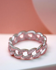 925 Sterling Silver Chain Link Band – Unisex Cuban Link Statement Ring