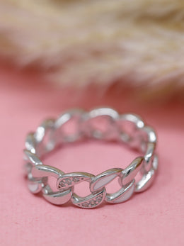 925 Sterling Silver Chain Link Band – Unisex Cuban Link Statement Ring