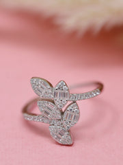 925 Sterling Silver Leaf Ring – Elegant Nature-Inspired Adjustable Band