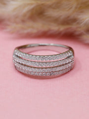 925 Sterling Silver Triple Row CZ Ring – Elegant Women’s Band for Daily & Special Wear