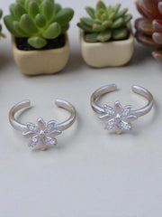 925 Sterling Silver Adjustable Floral Toe Rings for Women – Elegant Flower Design