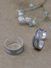 925 Oxidized Sterling Silver Toe Rings – Adjustable Tribal Design for Women