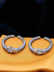 925 Sterling Silver Star Toe Rings – Adjustable with CZ Stones and Dual-Tone Gold Finish