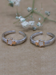 925 Sterling Silver Star Toe Rings – Adjustable with CZ Stones and Dual-Tone Gold Finish