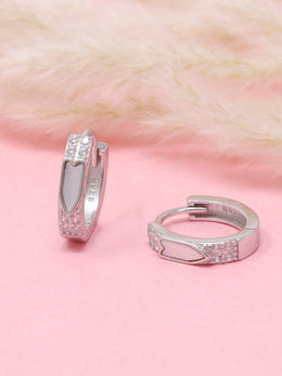 925 Sterling Silver Huggie Hoop Earrings | Enamel Heart & Crystal Mini Hoops – Dainty Everyday Jewelry