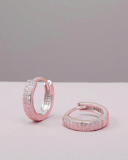 Dainty 925 Sterling Silver Huggie Hoop Earrings | Pavé Crystal Mini Hoops – Everyday Elegant Jewelry