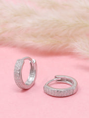 Dainty 925 Sterling Silver Huggie Hoop Earrings | Pavé Crystal Mini Hoops – Everyday Elegant Jewelry