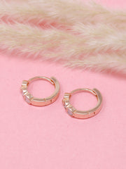 925 Sterling Silver Rose Gold Heart Hoop Earrings | Pink Enamel & CZ Huggie Hoops | Romantic Gift for Her