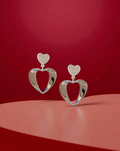 Romantic Heart Drop Earrings | 925 Sterling Silver Crystal Heart Dangle Earrings – Gift for Her