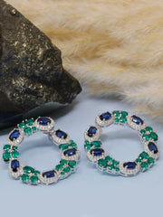 Elegant Pink & Red Gemstone Hoop Earrings | 925 Sterling Silver Circle Earrings for Women – Statement Jewelry Gift