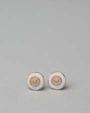 925 Sterling Silver White Enamel Stud Earrings | Rose Gold Plated CZ Flower Design | Minimalist Everyday Jewelry | Gift for Her