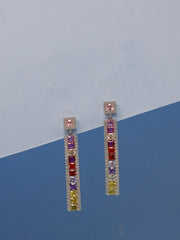 Colorful Drop Earrings | 925 Sterling Silver Multicolor Gemstone Dangle Earrings – Statement Jewelry