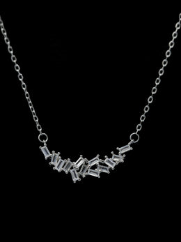 925 silver frenzy diamond bar necklace