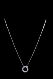925 Sterling Silver Circle Pendant Necklace – Elegant Zircon Studded Jewelry for Women