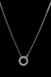 925 Sterling Silver Circle Pendant Necklace – Elegant Zircon Studded Jewelry for Women