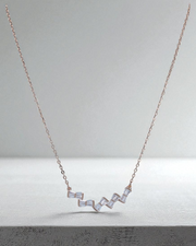 925 Sterling Silver Geometric Pendant Necklace with Zircon Accents – Minimalist Silver Jewelry for Women