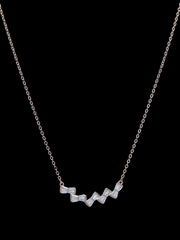 925 Sterling Silver Geometric Pendant Necklace with Zircon Accents – Minimalist Silver Jewelry for Women