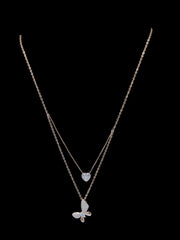 925 Silver Dual Pendant Butterfly & Heart Necklace