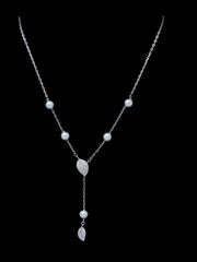 925 silver pearl leaf pendent necklace