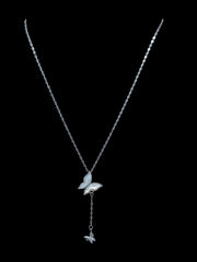 925 Silver Dual Butterfly Pendant Necklace with Mother of Pearl